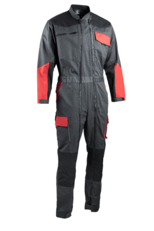 4130 - COMBINAISON 2 FERMETURES CP gris/rouge