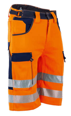 6101 - Bermuda de travail Haute Visibilité ORANGE/MARINE