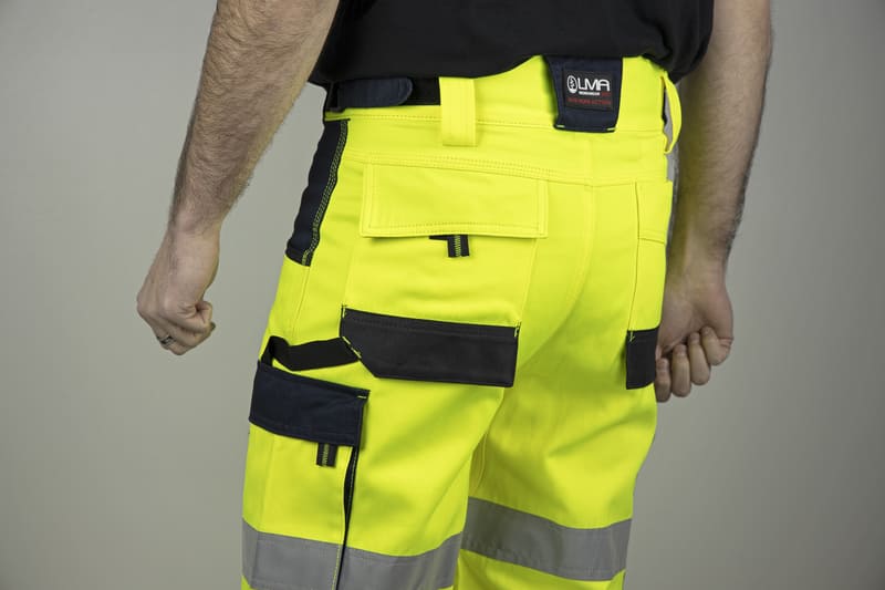 6102 - Bermuda de travail Haute Visibilité JAUNE/MARINE – Image 2