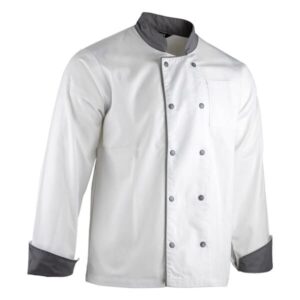 230- veste cuisine PC ML UNISEXE - BLANC/GRIS