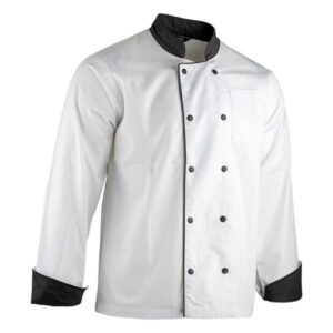 234 - veste cuisine PC ML UNISEXE - BLANC/NOIR